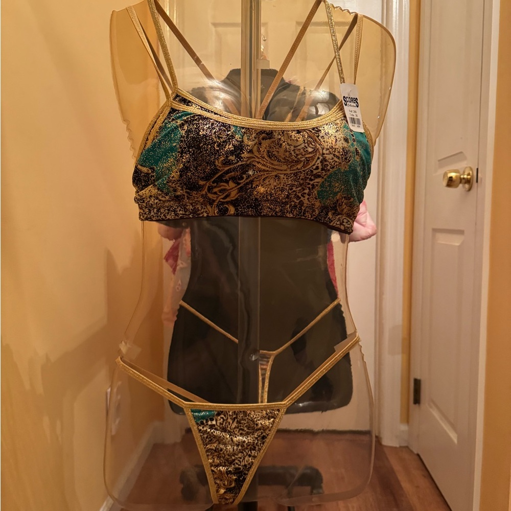 Gold and Green Paisley Bikini Set